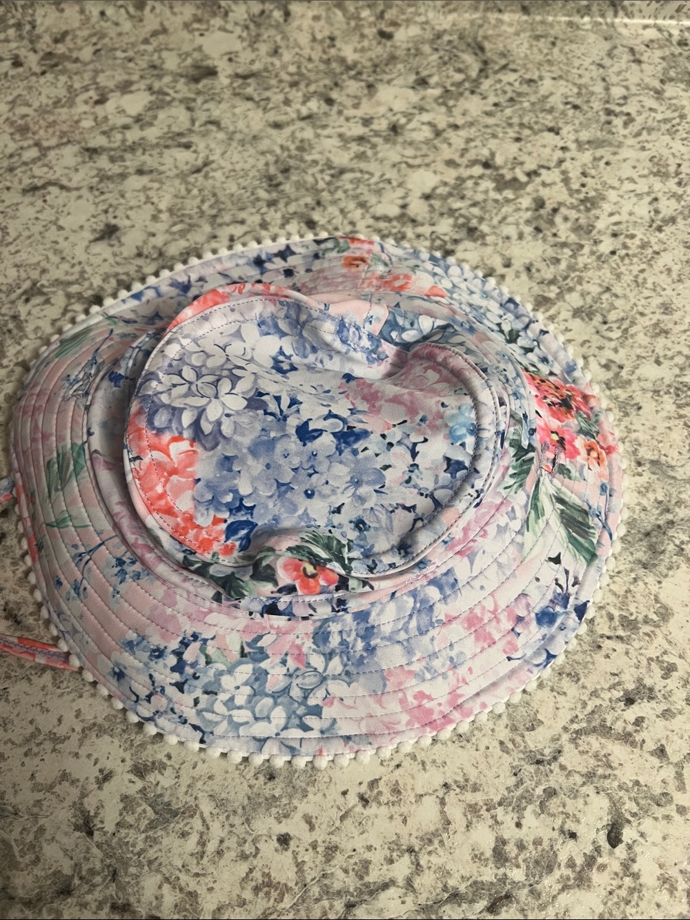 Millymook Kids Floral Sun Hat - Blue, Pink & Coral size 2-5 year old